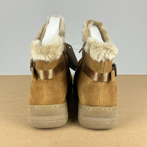 BareTraps Avita Suede Faux Fur Ankle Boots Womens 8 Tan Side Zip Weatherproof - Picture 4 of 11